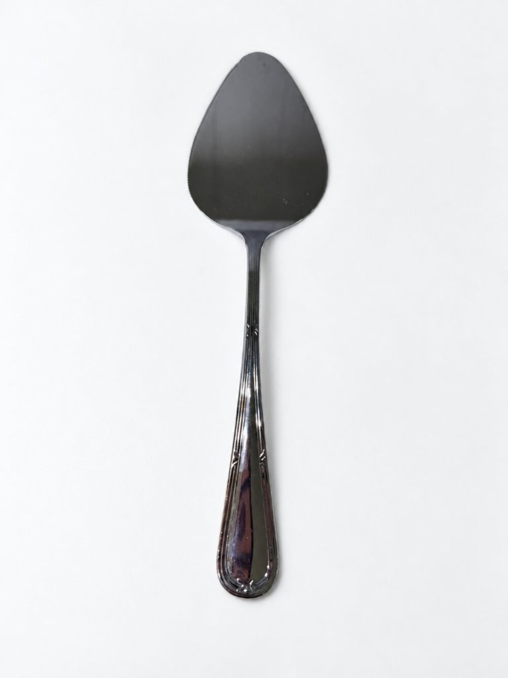 Chromium Plated Cake Pie Server Made in England Serrated Decorative Handle